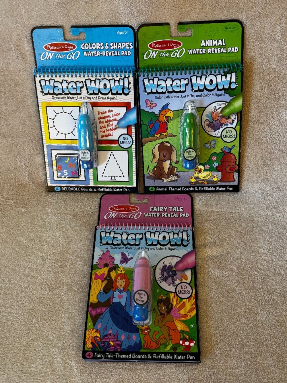 MELISSA & DOUG Set of 3 Reusable WATER WOW PADS for Ages 3+ Years